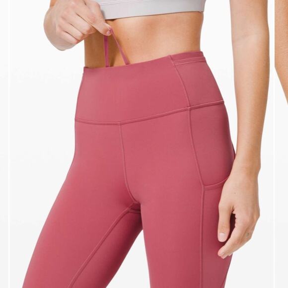 Lululemon Fast Free Crop 19" Cool Non-Reflective Cherry Tint SZ 4 - Picture 3 of 10